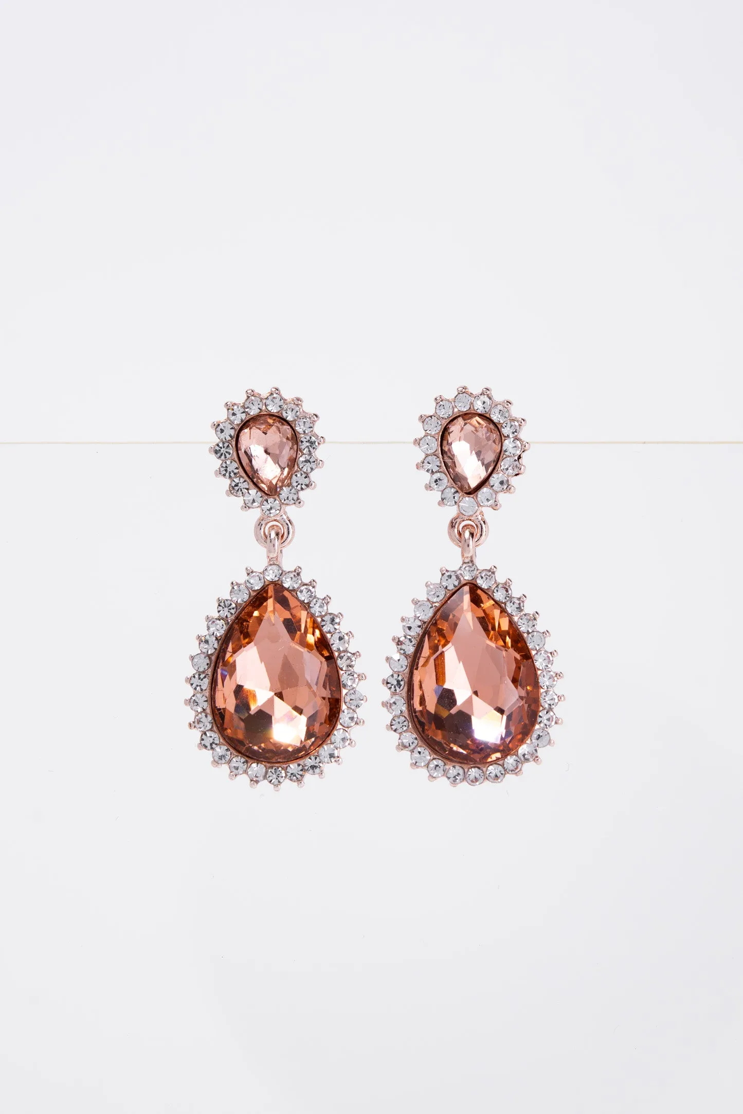 Clara Drop Pointed Rim Stone Post Earrings