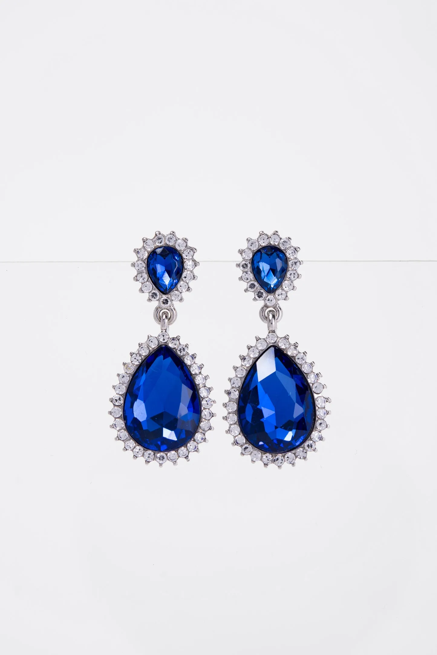 Clara Drop Pointed Rim Stone Post Earrings