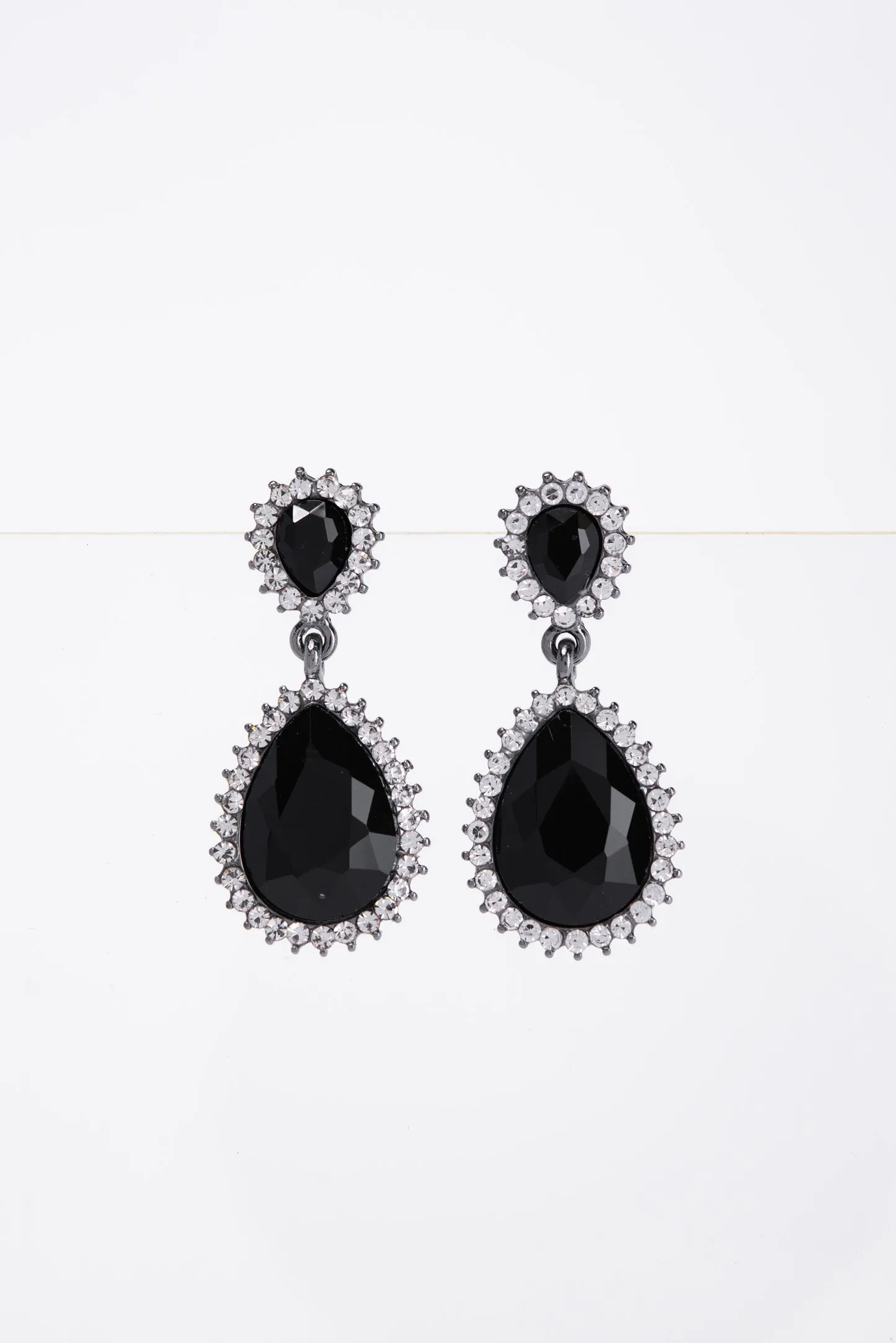 Clara Drop Pointed Rim Stone Post Earrings