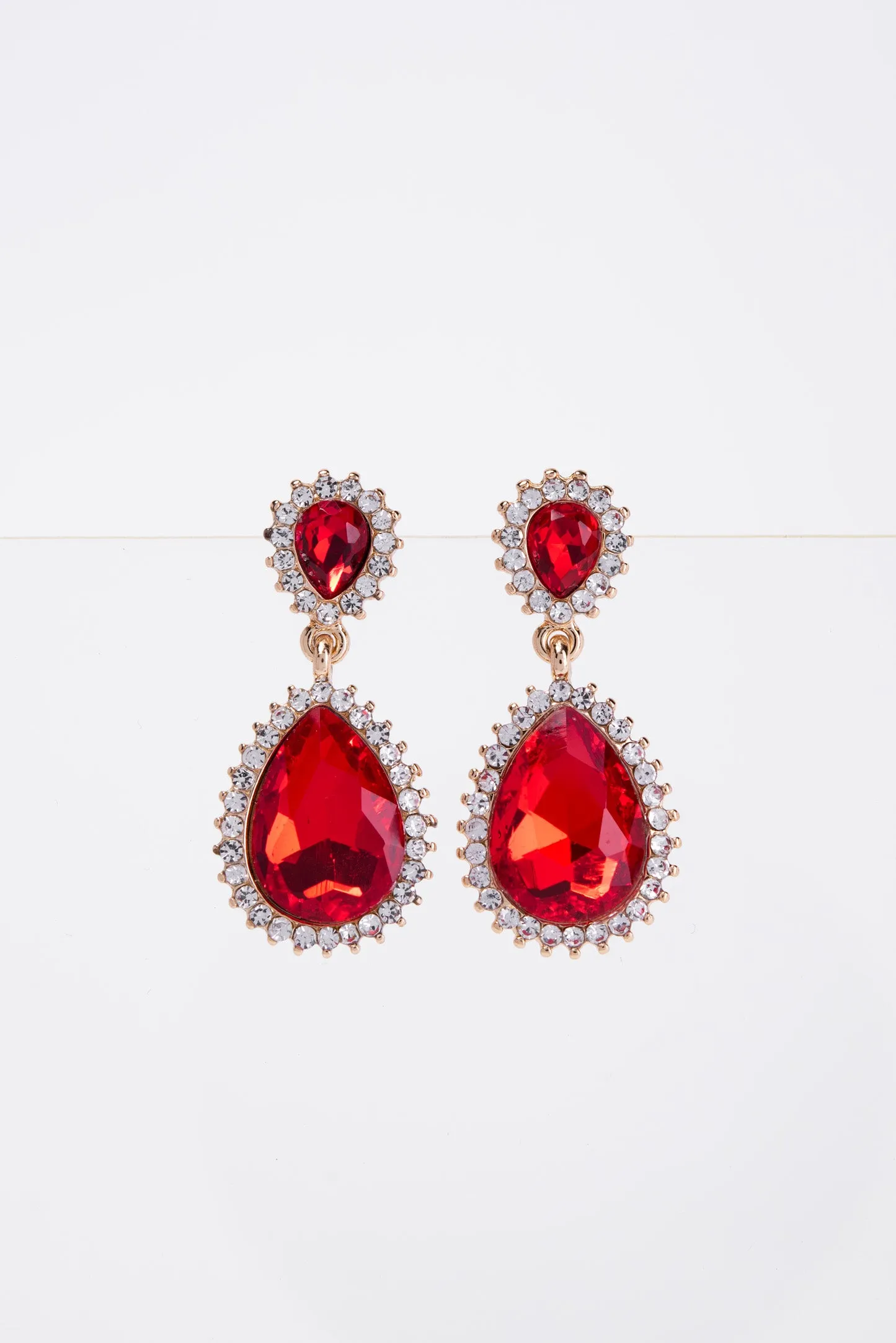 Clara Drop Pointed Rim Stone Post Earrings