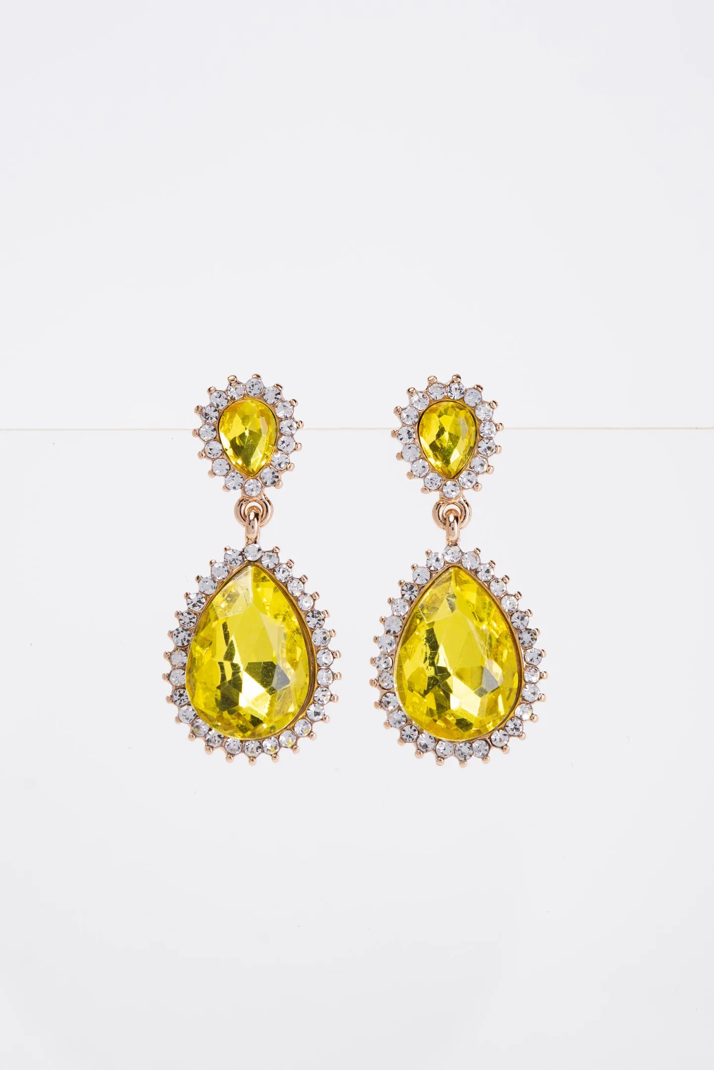 Clara Drop Pointed Rim Stone Post Earrings