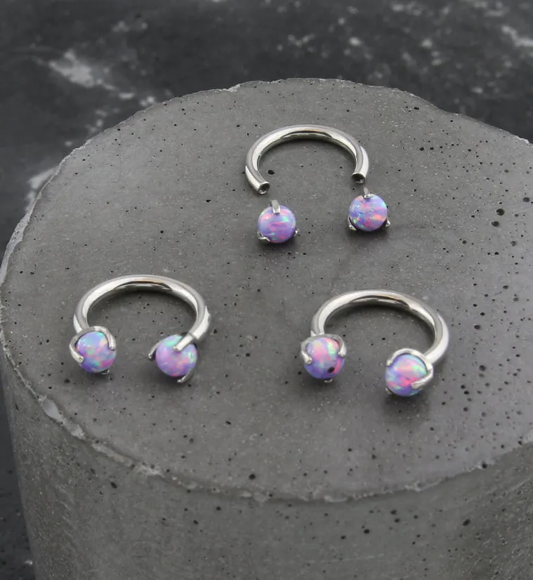 Claw Purple Opalite Titanium Internally Threaded Circular Barbell