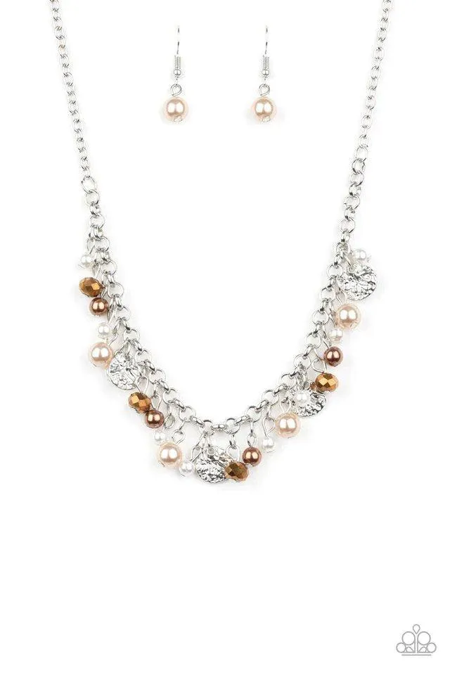 Coastal Cache Multi White & Brown Necklace - Paparazzi Accessories