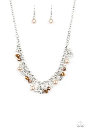 Coastal Cache Multi White & Brown Necklace - Paparazzi Accessories