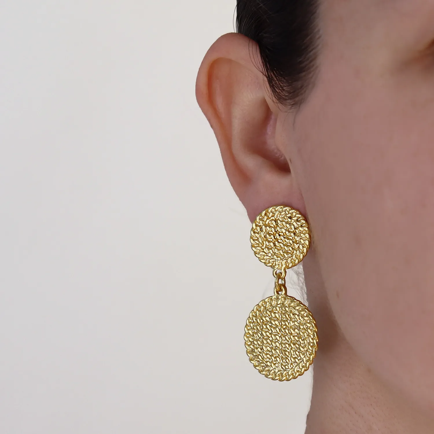 Cuban disc clip-on earrings