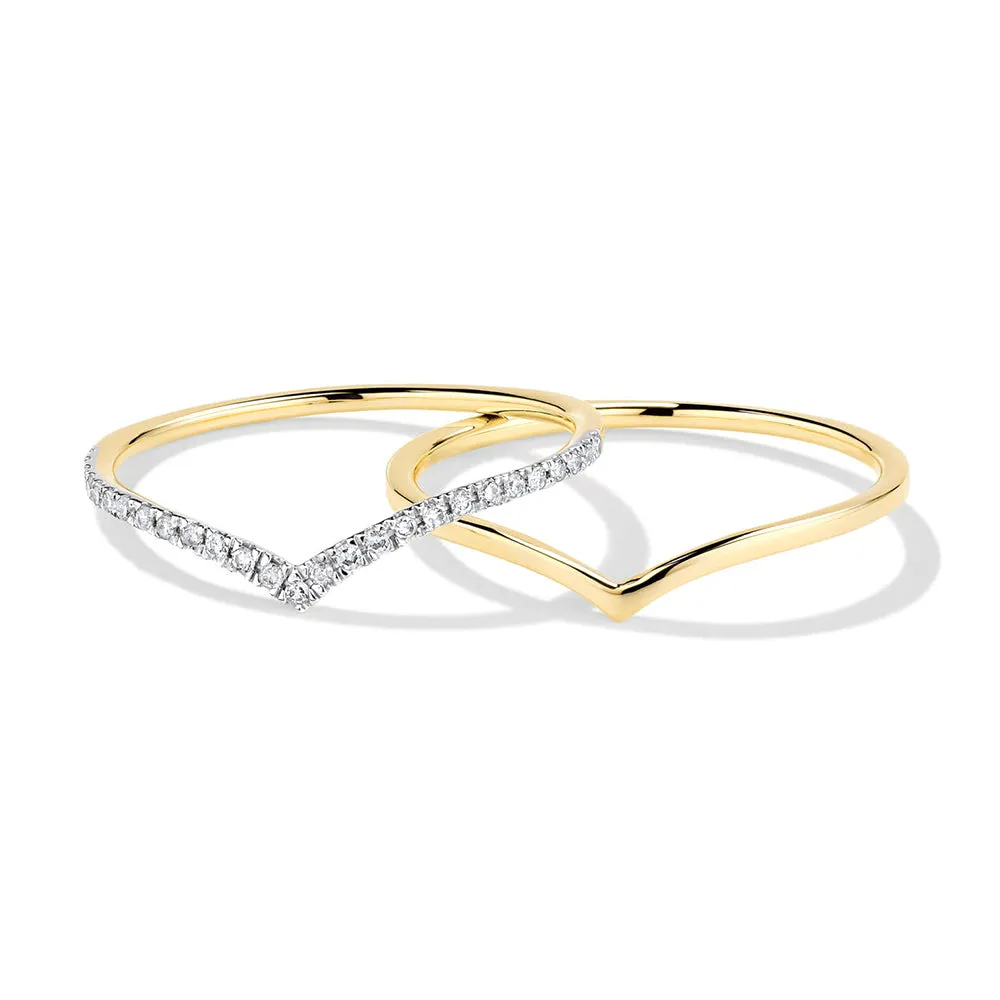 Curved V Shaped Stacker Ring Set