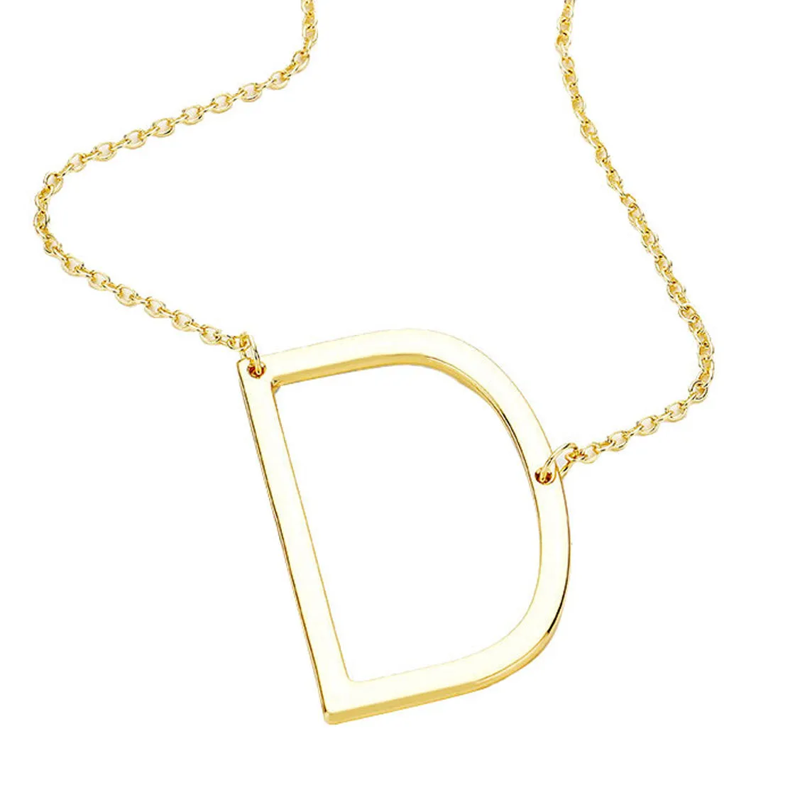 D Monogram Metal Pendant Necklace