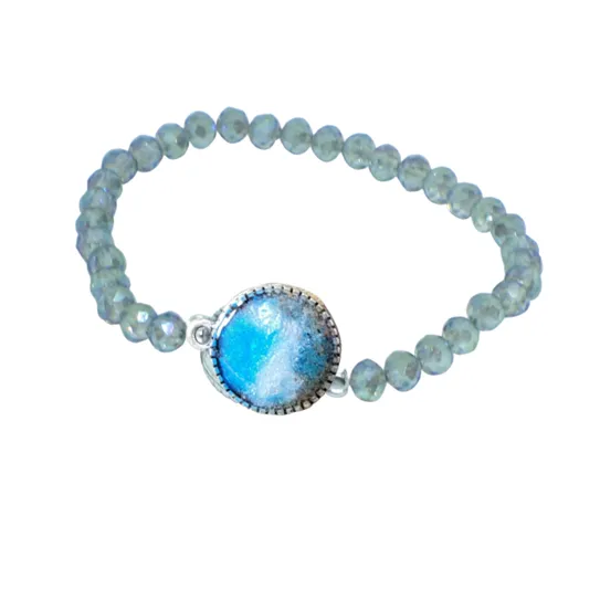 Dainty Beach Sand and Ocean Wave Crystal Stretch Bracelets