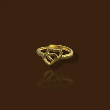 Double Heart Finger Ring Fashion Statement Gold Color Jewelry