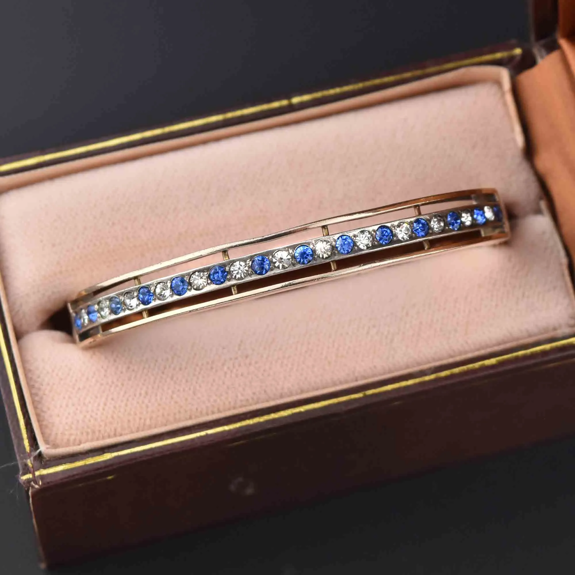 Edwardian 14K Rose Gold Fill Sapphire Diamond Paste Bracelet