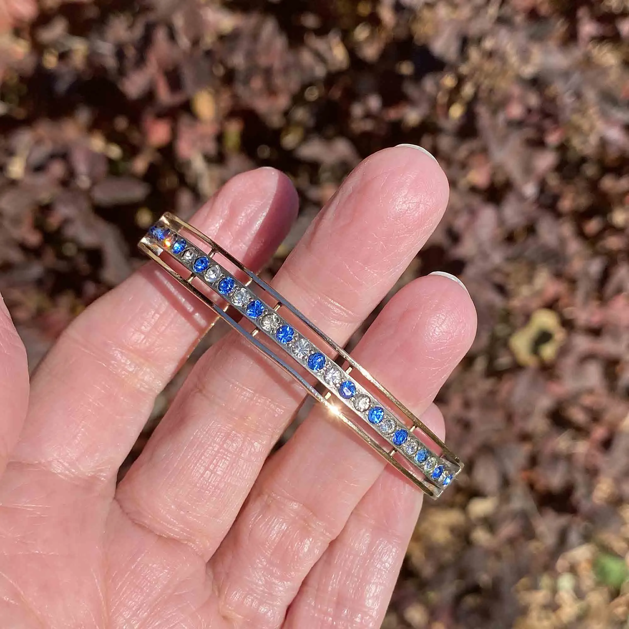 Edwardian 14K Rose Gold Fill Sapphire Diamond Paste Bracelet