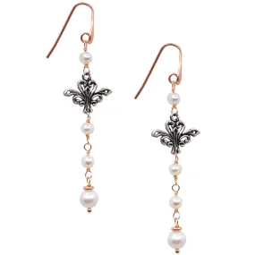 Enchanting Rose Gold Natural Pearl Drop Earrings