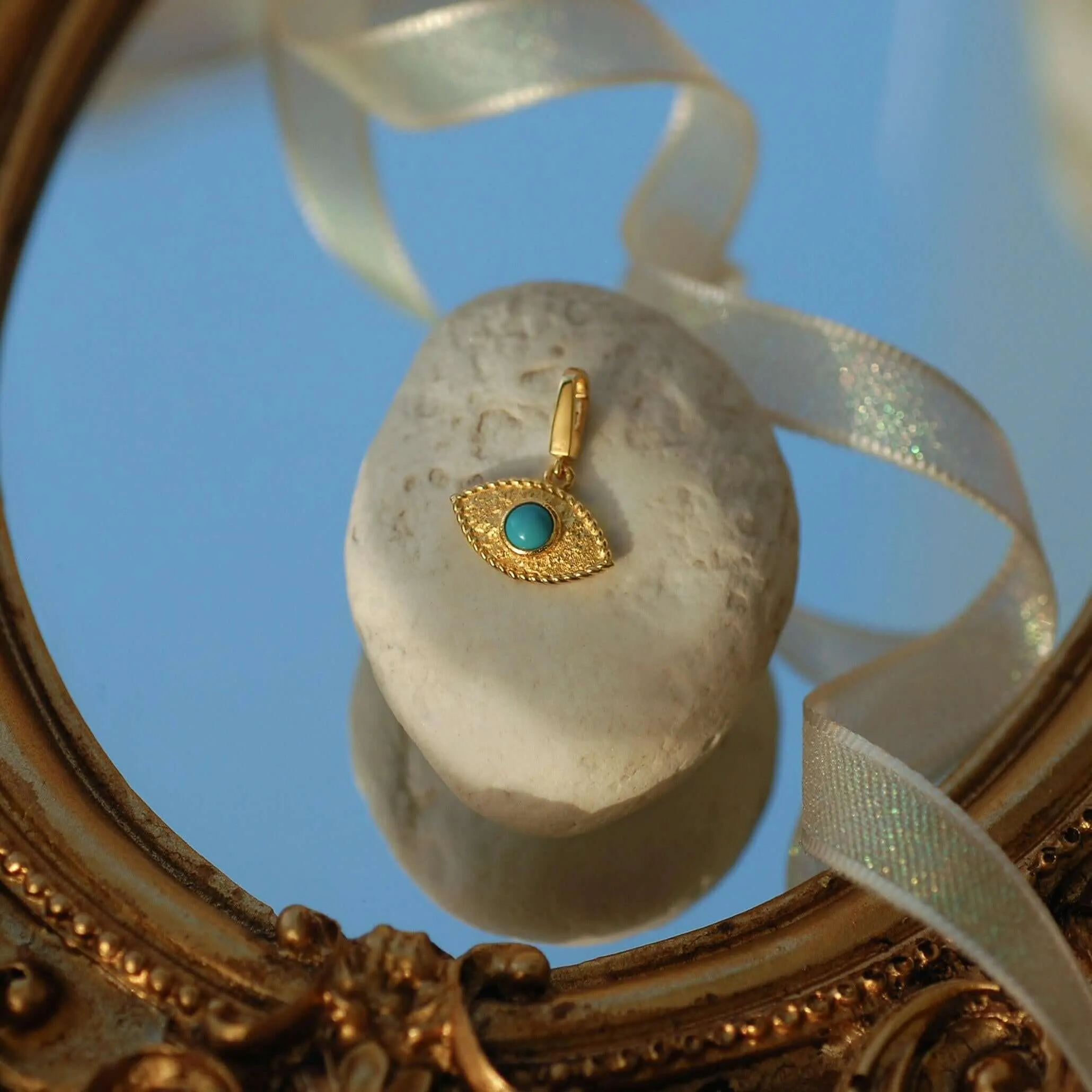 Evil Eye Charm | 14K Solid Gold