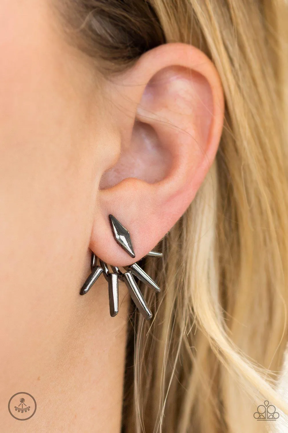 Extra Electric Gunmetal Black Double-sided Post Earrings - Paparazzi Accessories