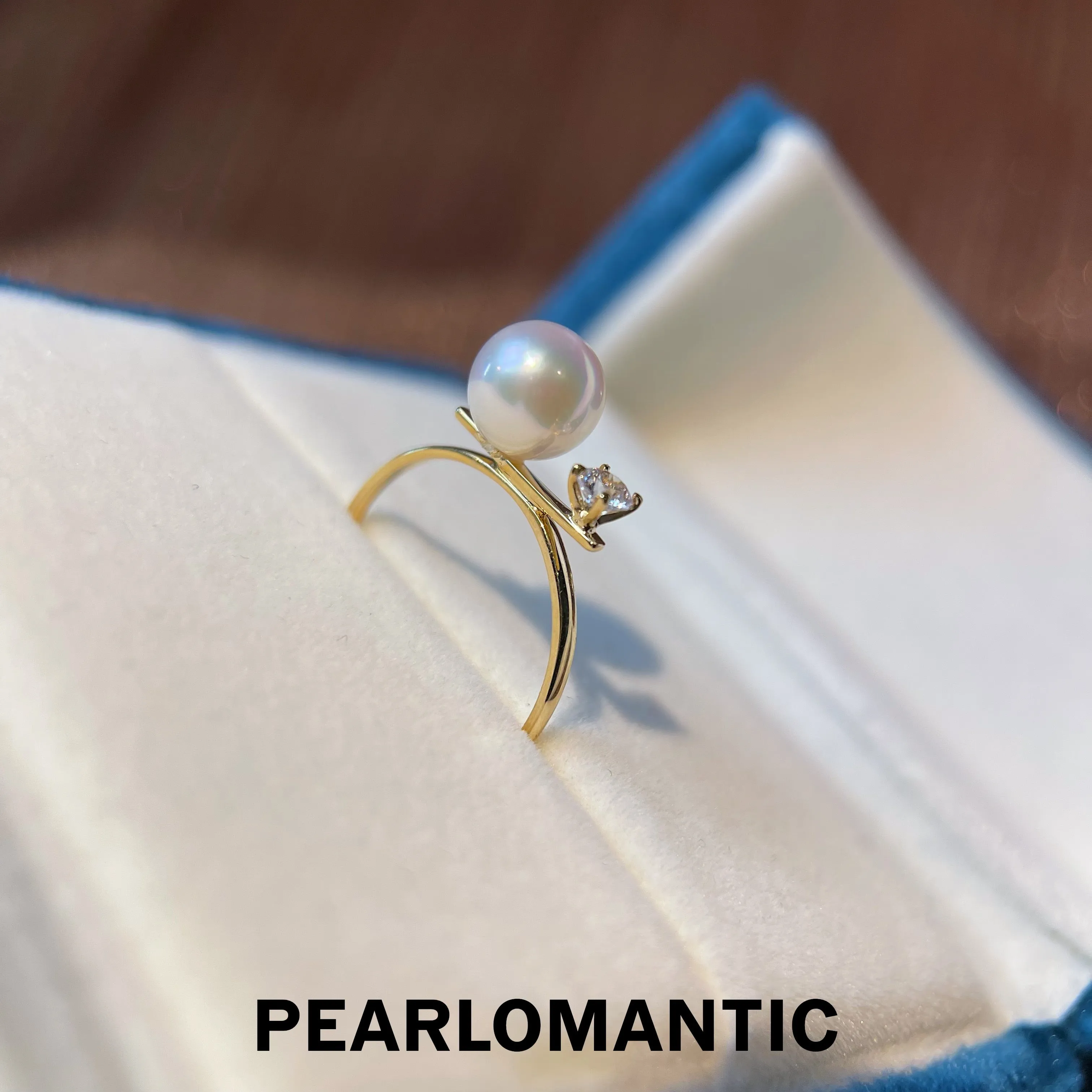 [Fine Jewelry] Akoya Pearl 7-8mm Balace Style Size 7 Rings w/ 18k Gold