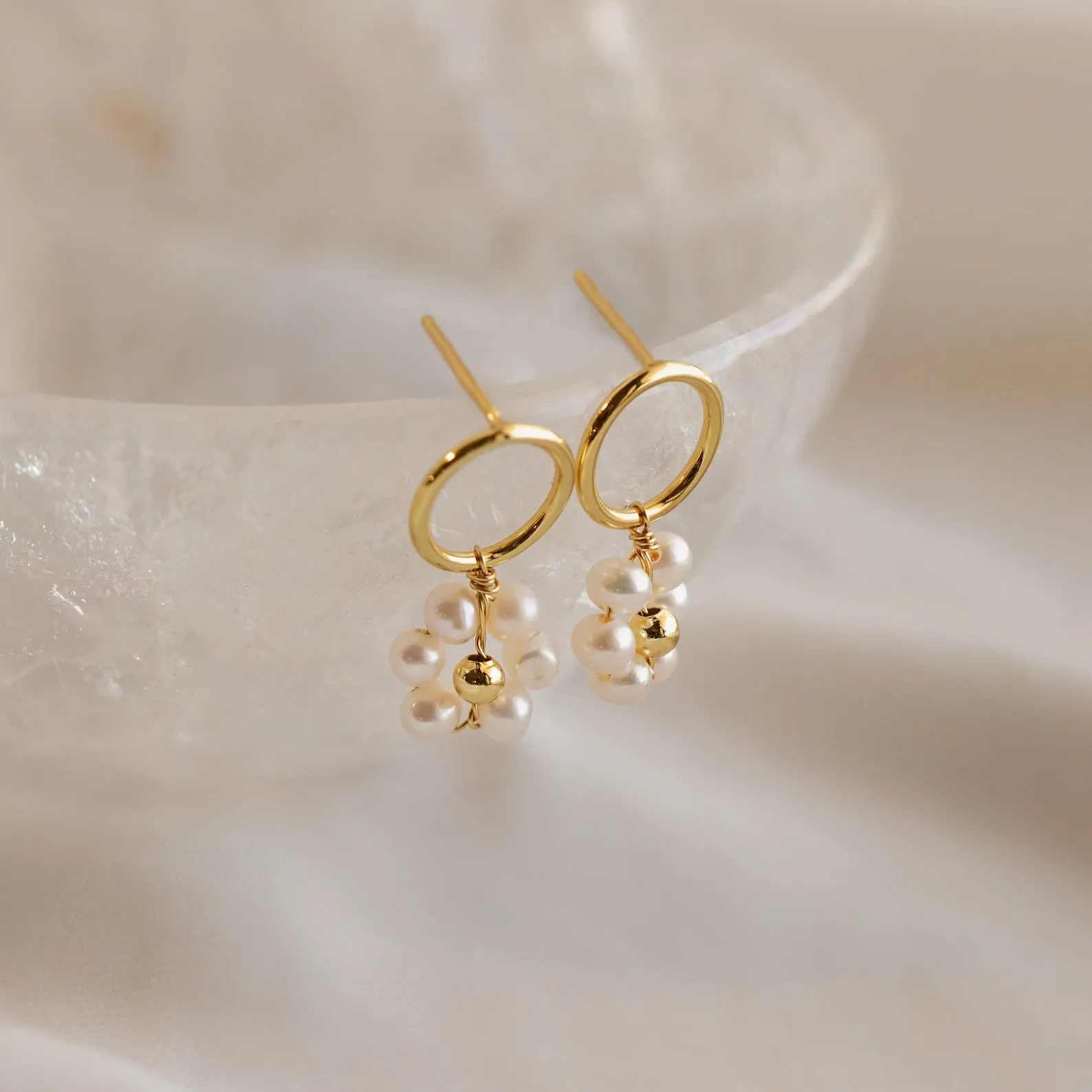 Flower Pearl Drop Earrings