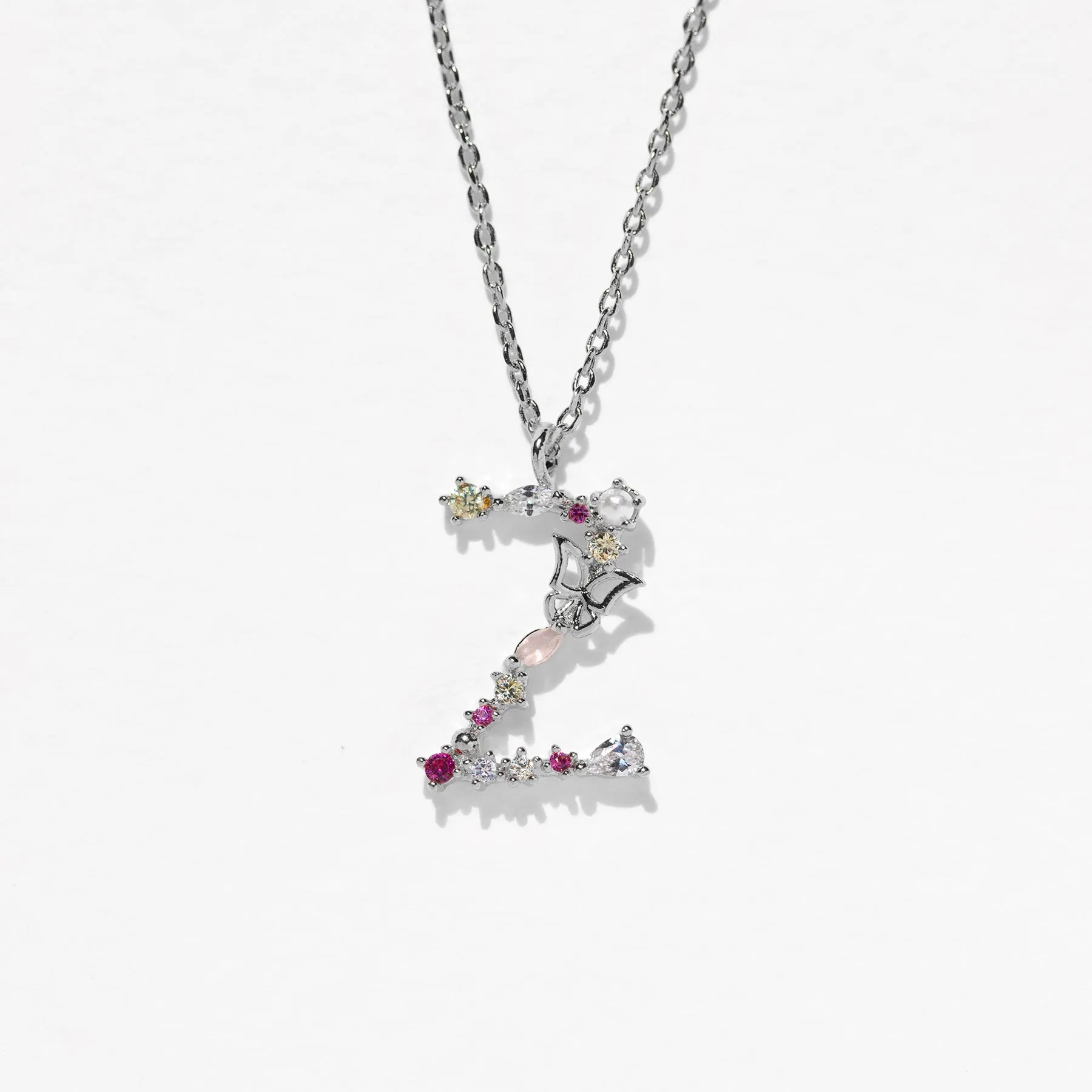 Flutterfly Stone Initial Necklace