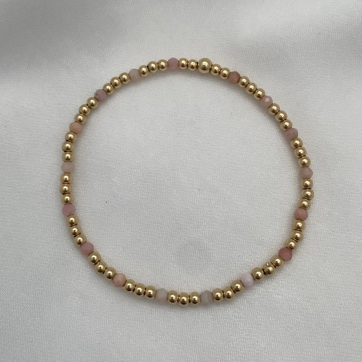 Gemstone 3mm Gold Filled Bead Bracelet