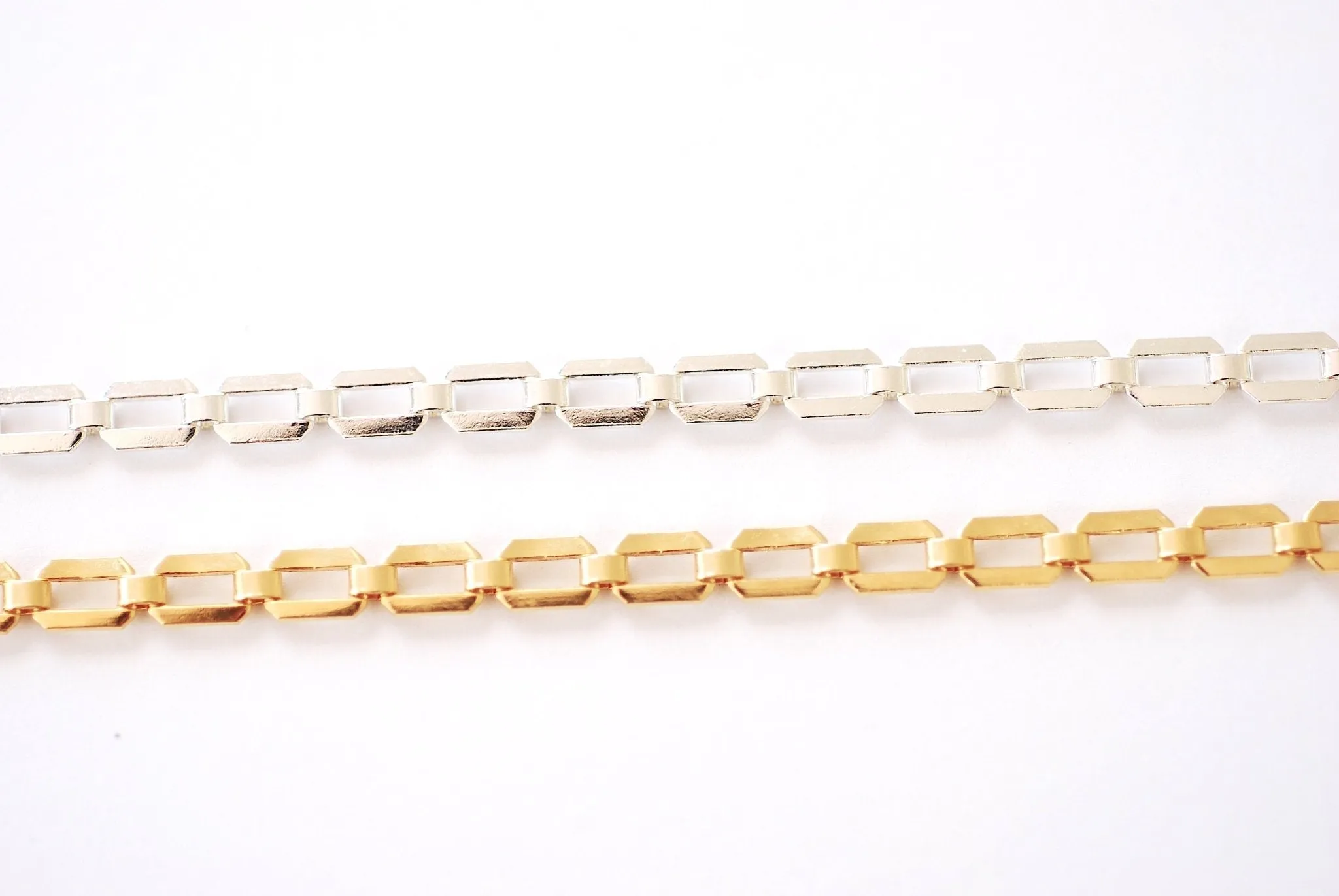 Gold Filled Rectangle Bracelet Chain l 4.3 x 6mm Width Paperclip Chain l Wholesale Bulk Chain Gold Filled Sterling Silver Permanent Jewelry