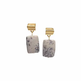 gold layered dome   spotty jasper earrings