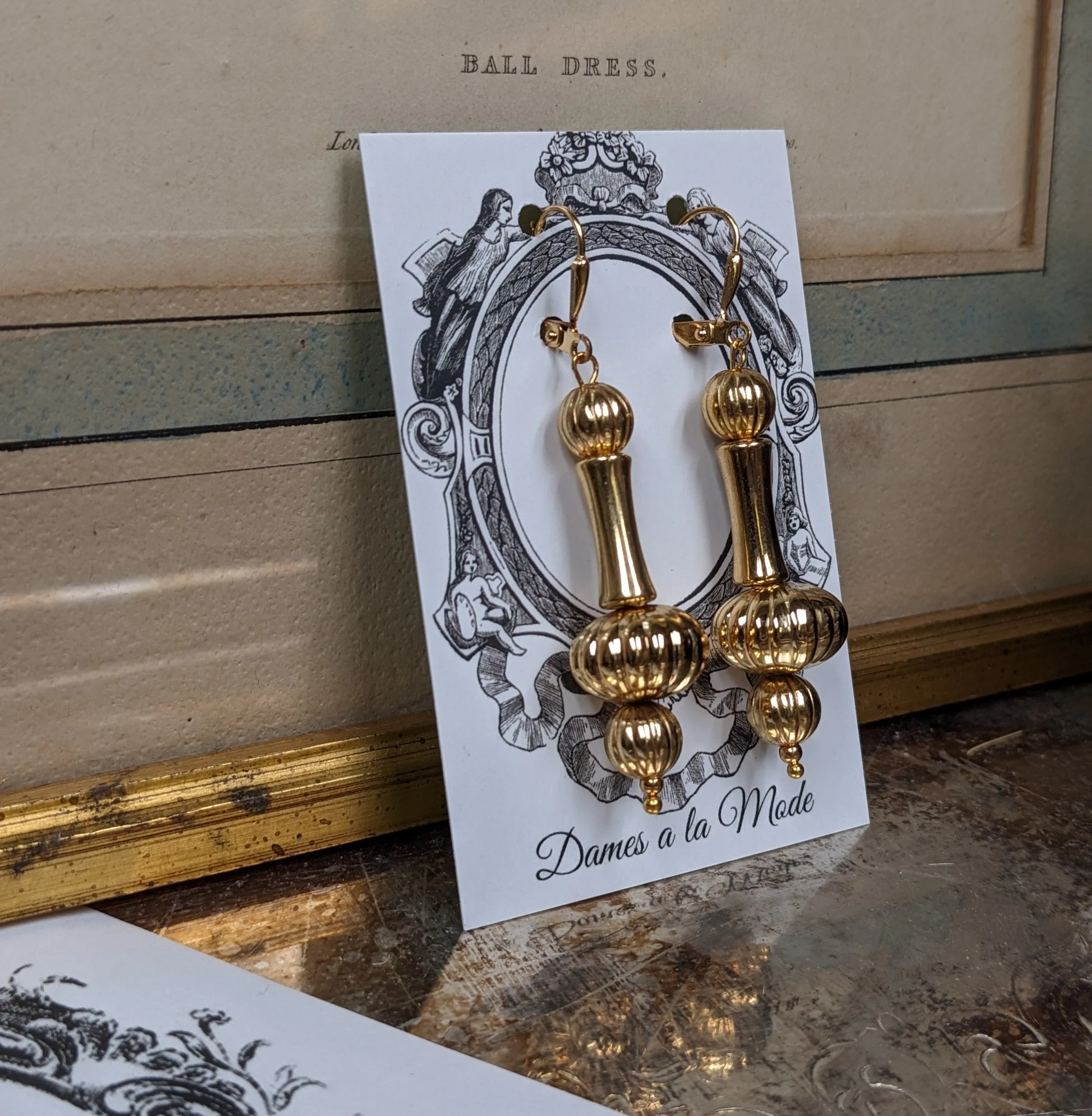 Golden Finial Dangle Earrings