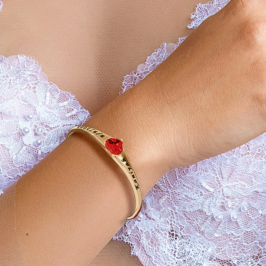 Heart Birthstone Bangle