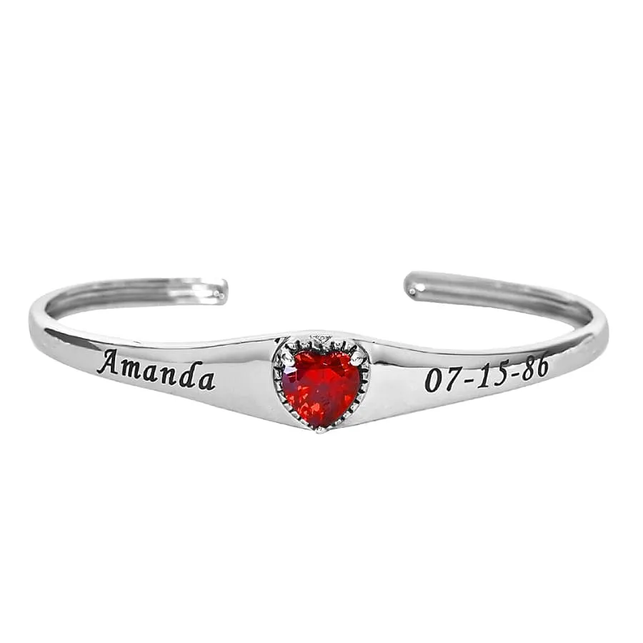 Heart Birthstone Bangle