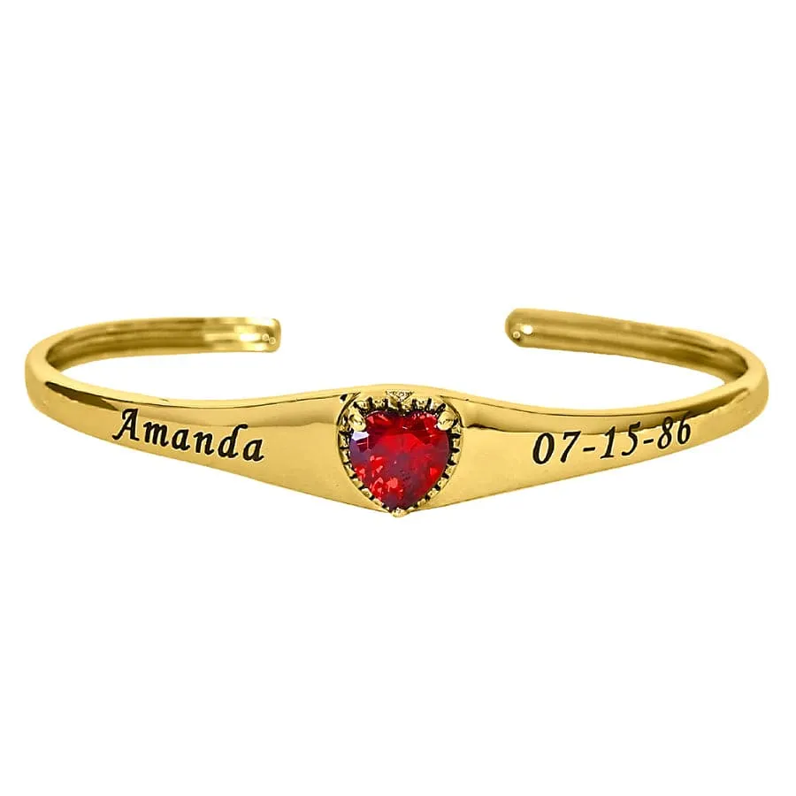 Heart Birthstone Bangle