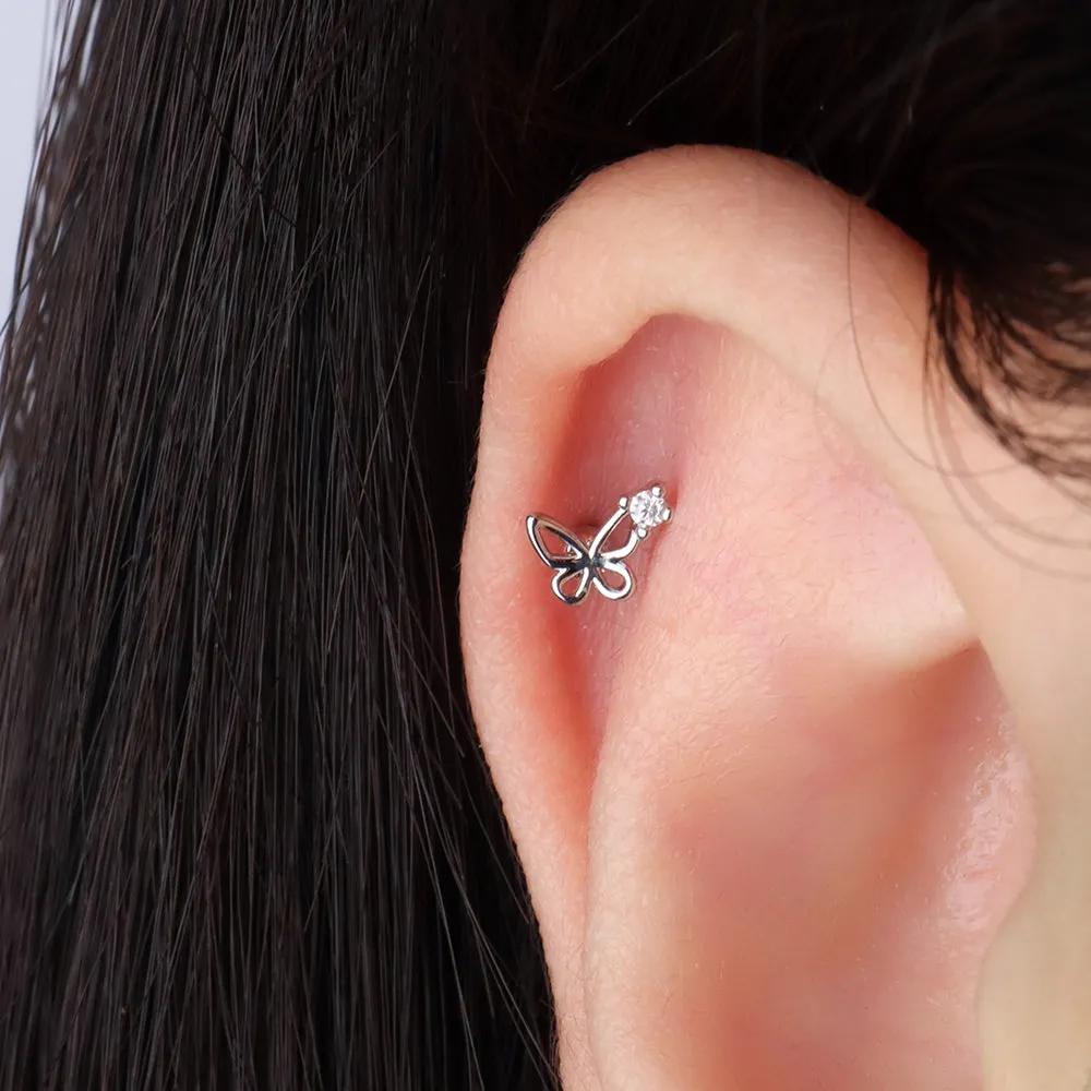 Hollow Playful Butterfly Stud