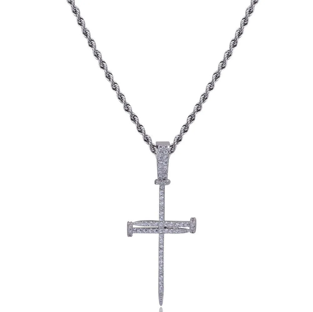 Iced Fine cross pendant