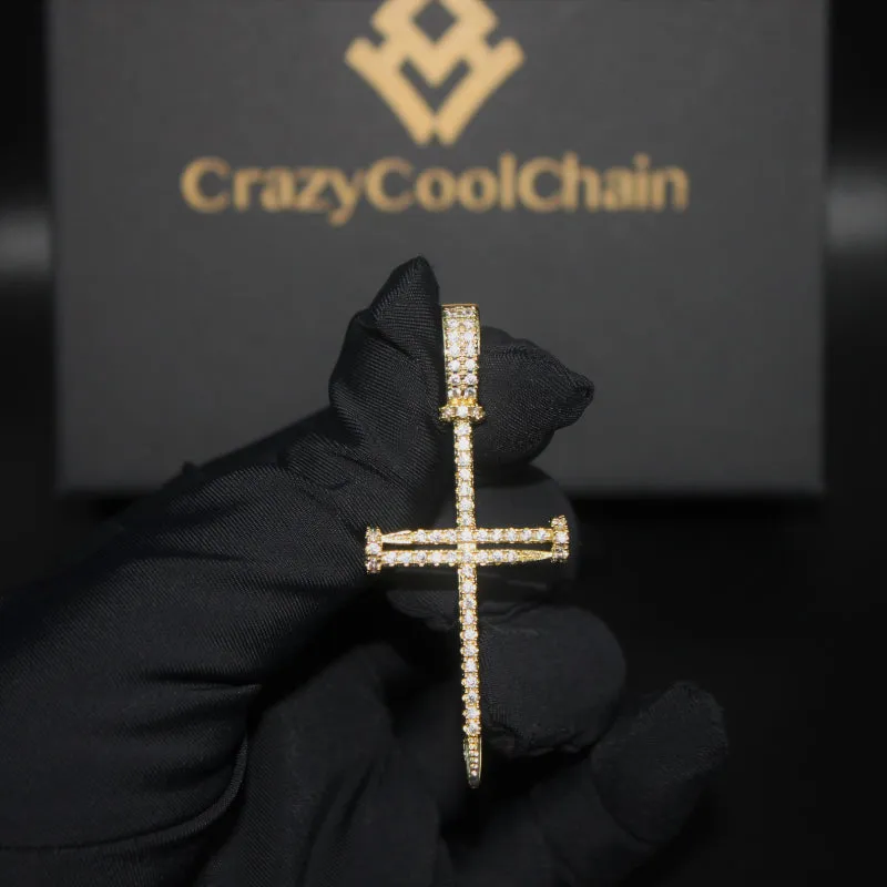 Iced Fine cross pendant