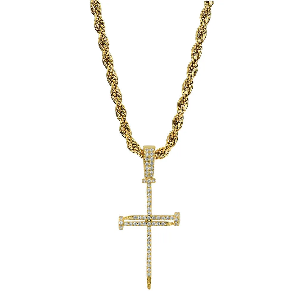 Iced Fine cross pendant