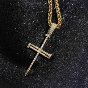 Iced Fine cross pendant