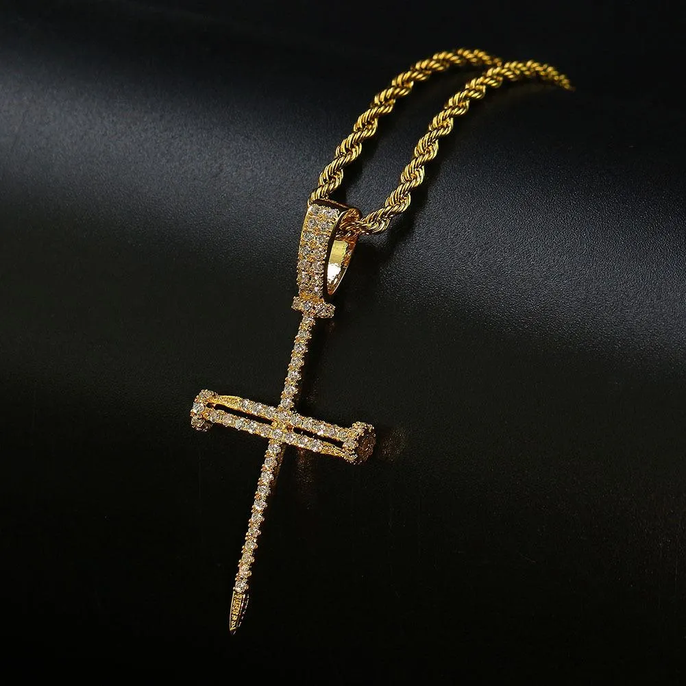 Iced Fine cross pendant