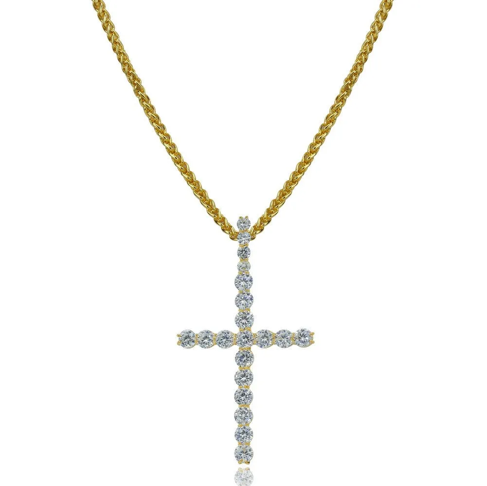 Iced Long cross pendant