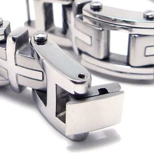 Jewelry Heavy Cross Stainless Steel Men Biker Bracelet