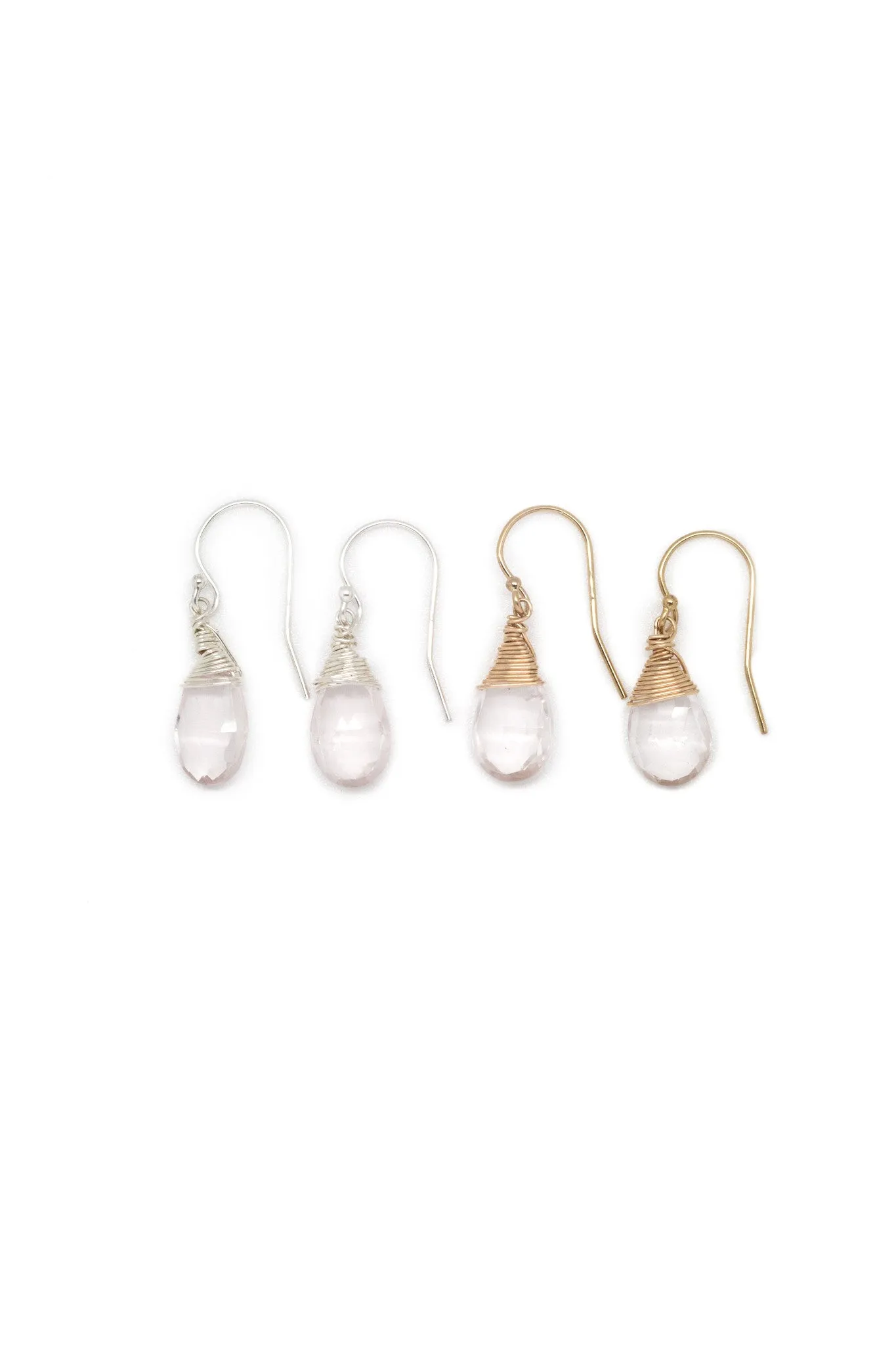 Jill Short Drop Earrings in Rose Quartz