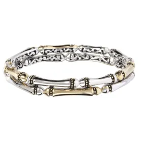 John Medeiros Canias Two Row Hinged Bangle Bracelet