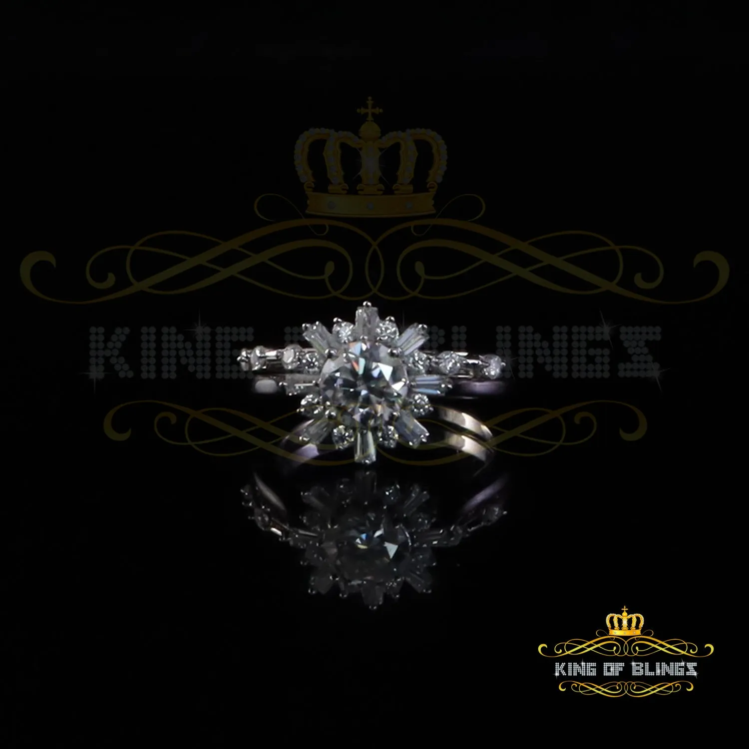 King of Bling's New Womens 925 Sterling Silver White 1.25ct VVS 'D' Round Moissanite Rings Size 7