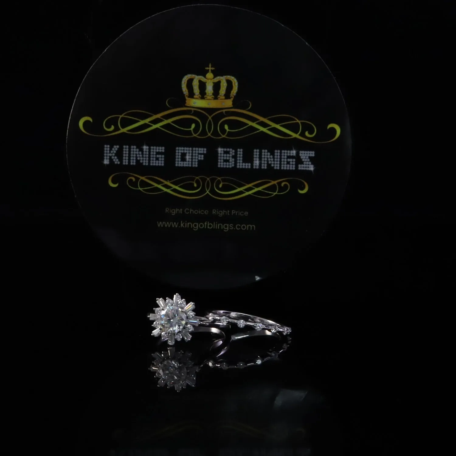 King of Bling's New Womens 925 Sterling Silver White 1.25ct VVS 'D' Round Moissanite Rings Size 7