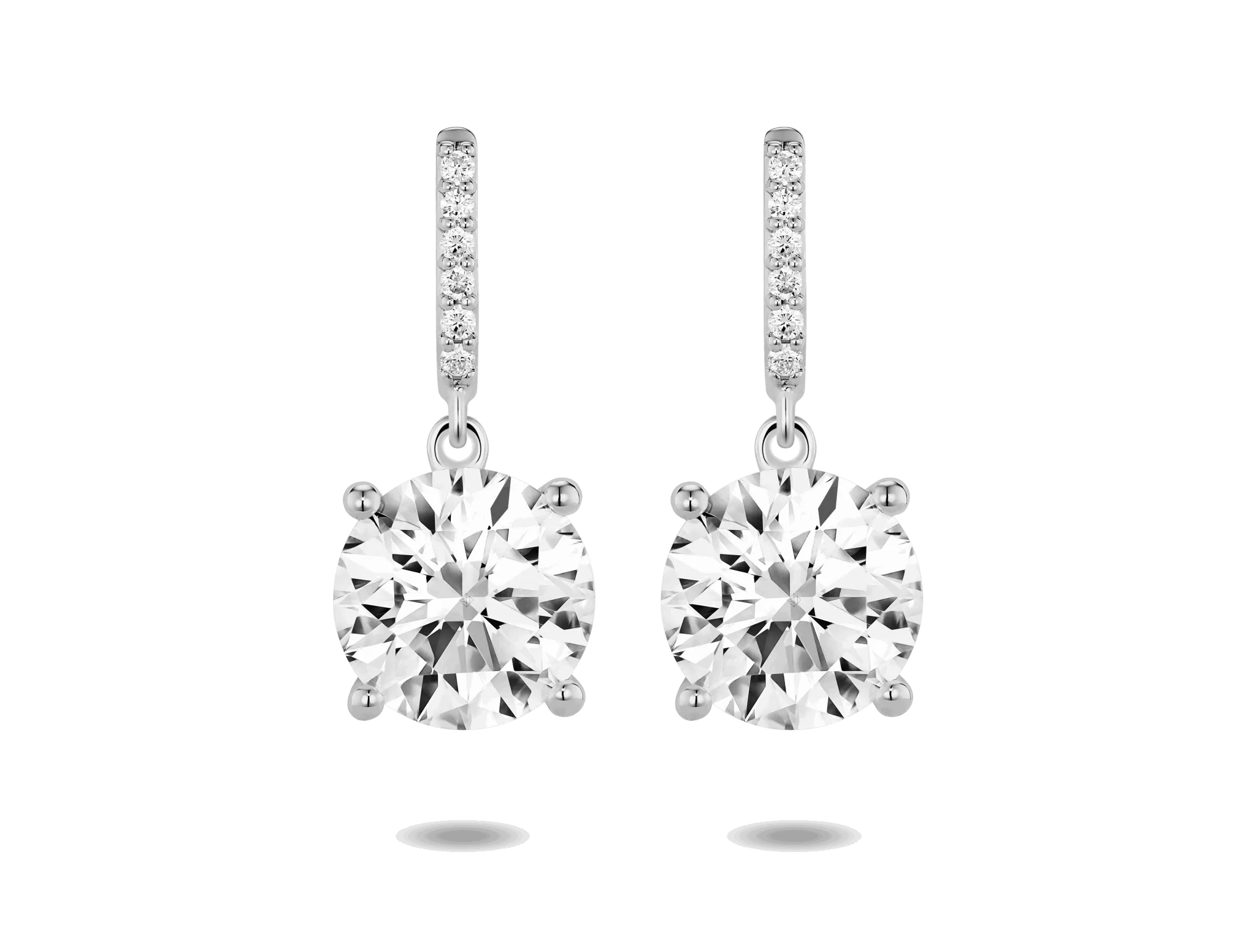 Lab-Grown Diamond 4ct. tw. Round Brilliant Solitaire Drop Earrings | White