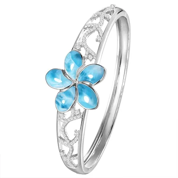 Larimar Plumeria Wave Bangle