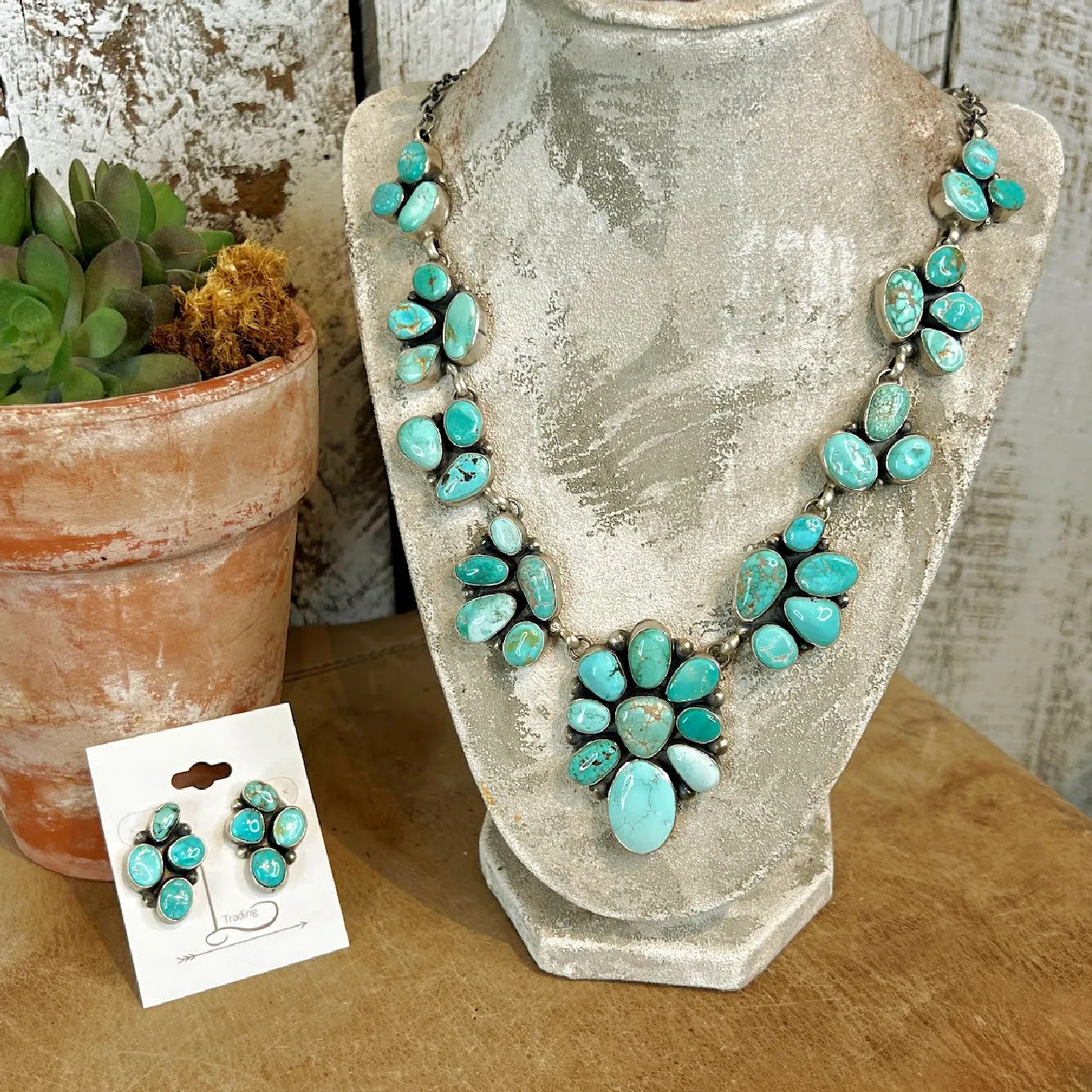 Lone Mountain Turquoise Lariat Necklace & Earrings