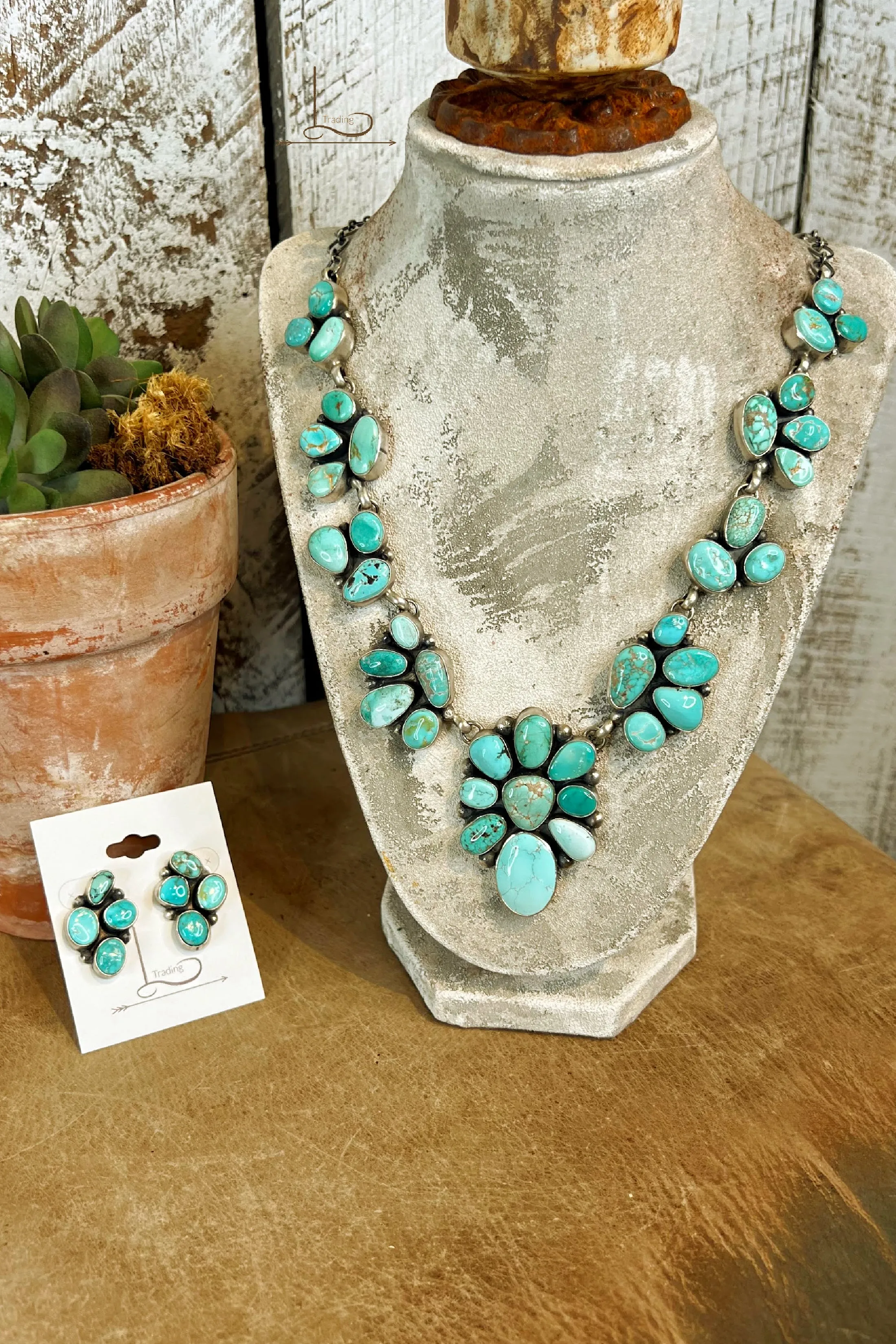 Lone Mountain Turquoise Lariat Necklace & Earrings