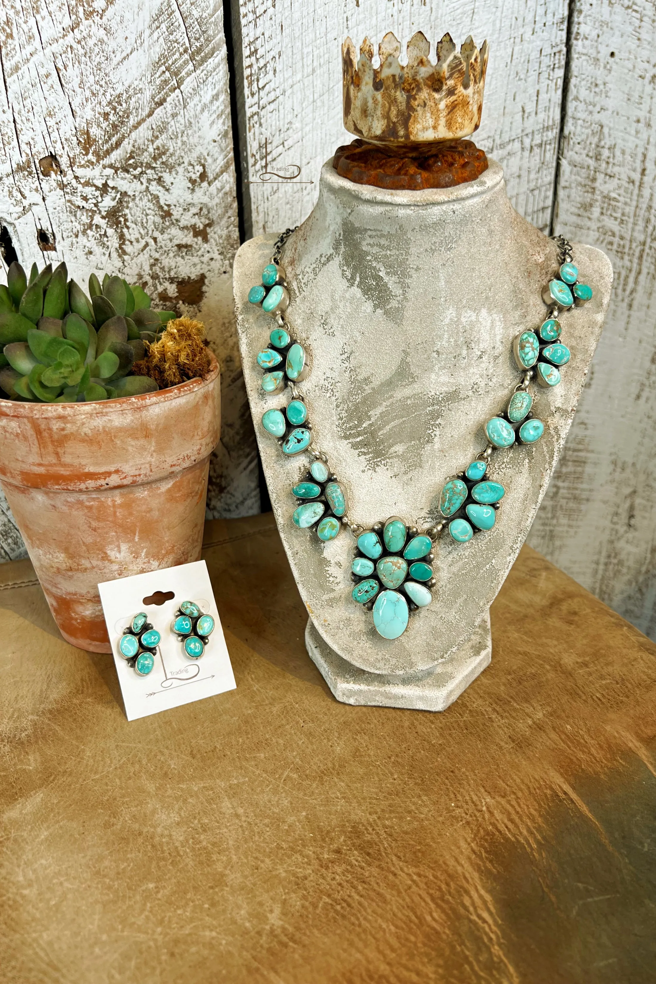 Lone Mountain Turquoise Lariat Necklace & Earrings