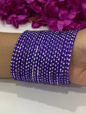 Lovely Glittery Purple Color Designer Metal Bangle Set