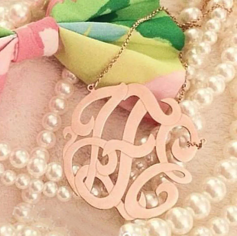 Medium Rose Gold Monogram Necklace