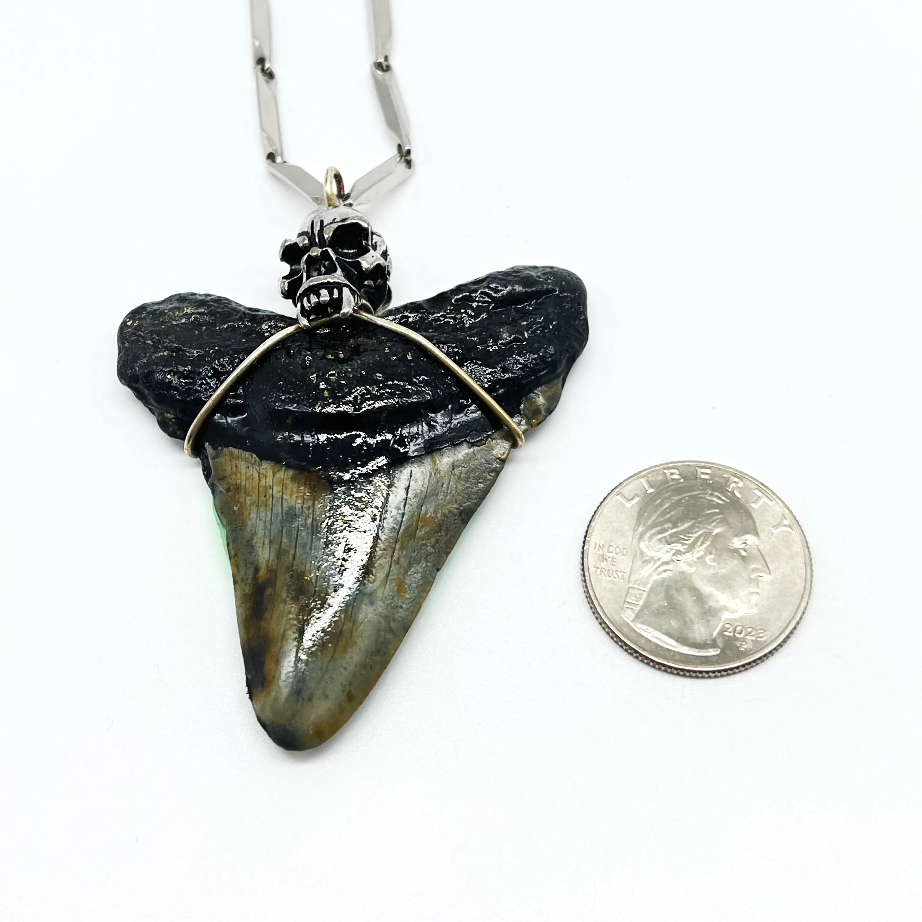 Megalodon Tooth Sterling Silver Necklace (Authentic)