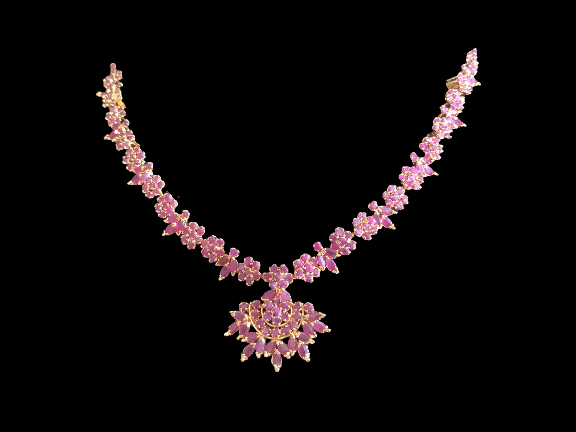 NEELAM -N04 , ruby gold plated necklace set ( READY TO SHIP)