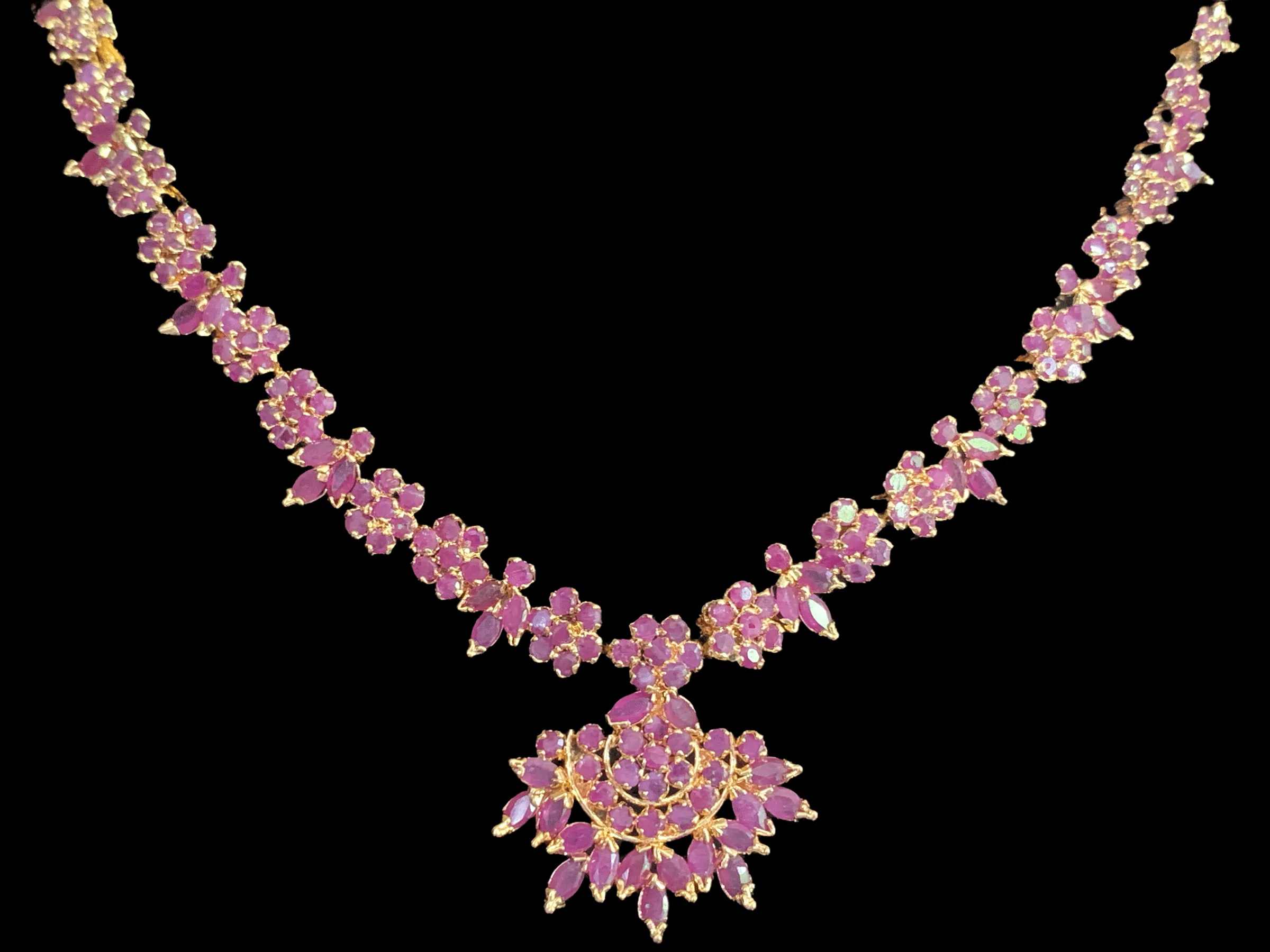 NEELAM -N04 , ruby gold plated necklace set ( READY TO SHIP)